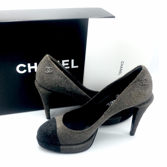 CHANEL Shoes - Authentic CHANEL Glitter Applique Cap Toe Pumps